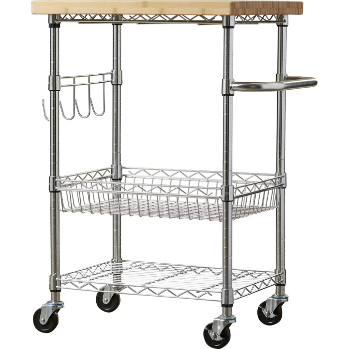 Dotted Line™ Enos Solid Wood Kitchen Cart & Reviews Wayfair